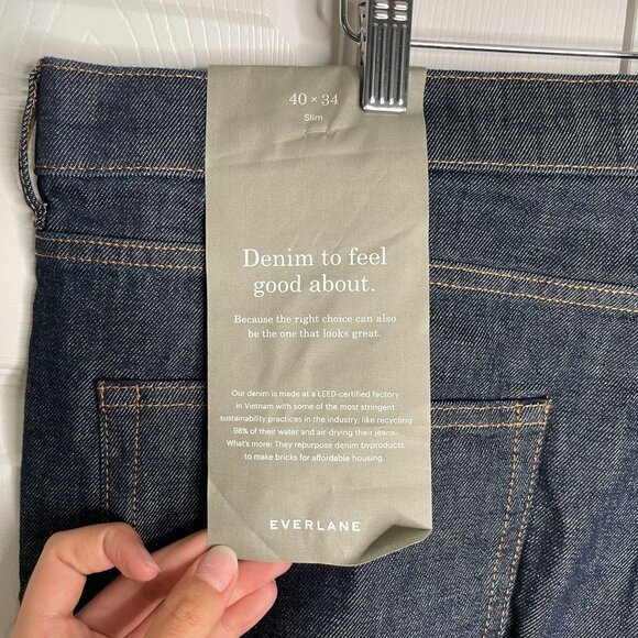 Everlane Slim Dark Wash Blue Cotton Blend Denim Jeans Men's Size 40x34 NWT - Picture 6 of 9